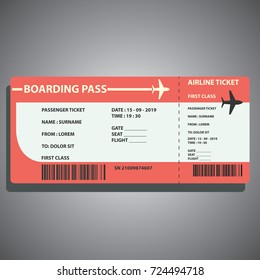 airline boarding ticket for traveling by plane. vector illustration