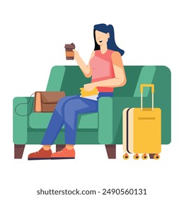 Airline Bookings and Travel Flat Illustrations
