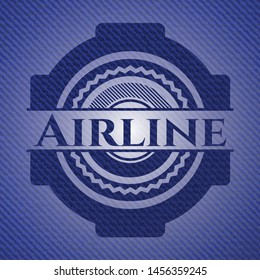 Airline emblem with jean texture. Vector Illustration. Detailed.