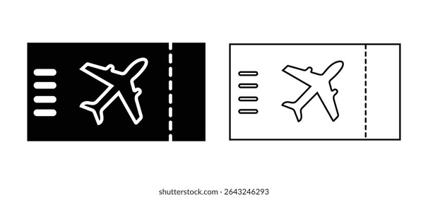Airline, flight booking tickets or boarding pass icon symbol. Airplane ticket icon vector design. Aviation, travel booking ticket for tourist sign and symbol. Vector illustration.
