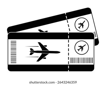Airline, flight booking tickets or boarding pass icon symbol. Airplane ticket icon vector design. Aviation, travel booking ticket for tourist sign and symbol. Vector illustration.