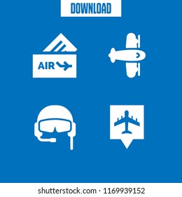 airline icon. 4 airline vector set. plane tickets, aeroplane, airport pin and pilot icons for web and design about airline theme