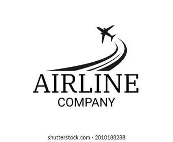 Airline logo with airplane icon in flight