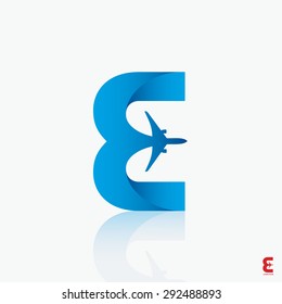 Airline logo design with capital letter "E"  - vector illustration