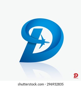 Airline logo design with capital letter "D" - vector illustration
