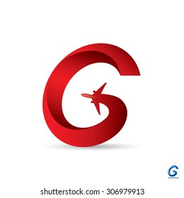 Airline logo design with capital letter "G" - vector illustration 