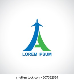 Airline logo design with capital letter "A" - vector illustration 