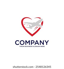 airline logo design with holiday and love