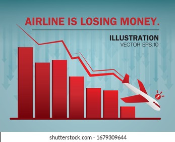 Airline is losing money illustration vector.