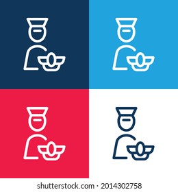 Airline Pilot blue and red four color minimal icon set