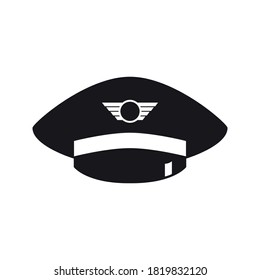 Airline pilot captain hat, simple flat vector illustration design