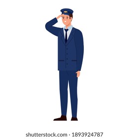 airline pilot captain with uniform character vector illustration design
