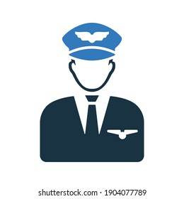 Airline pilot or conductor, captain icon. Vector graphics.