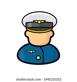 Airline pilot icon vector isolated on white background. Simple person designed illustration.