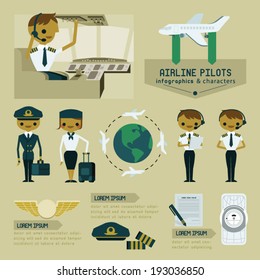 Airline pilot info graphics and characters