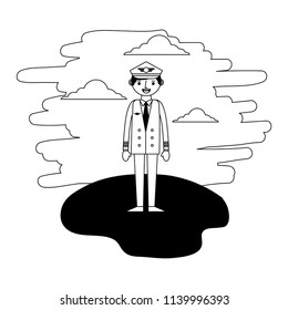airline pilot standing in the landscape