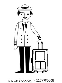 airline pilot with suitcase work