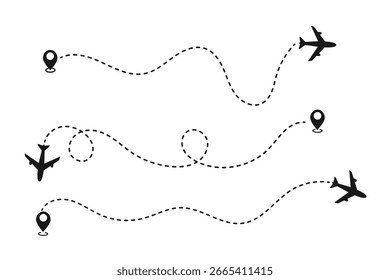 Vector de rutas aéreas con patrón de aviones para explorar el concepto de viaje mundial