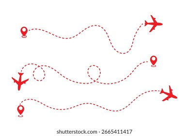 Rotas de linha aérea com planos padrão vetor para explorar o conceito de viagem mundial