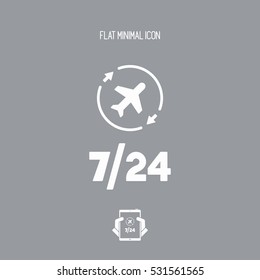 Airline services 7/24 - Vector web icon