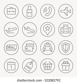 Flugverkehrsdienste: Thin-line-Icon-Set