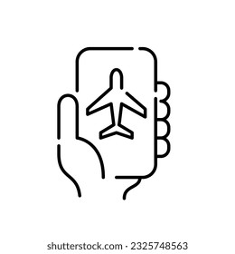 Airline smartphone app. Ticketing, reservation and flight boarding passes. Pixel perfect, editable stroke