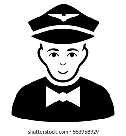 Airline Steward vector icon. Flat black symbol. Pictogram is isolated on a white background. Designed for web and software interfaces.