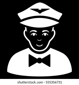 Airline Steward vector icon. Flat white symbol. Pictogram is isolated on a black background. Designed for web and software interfaces.