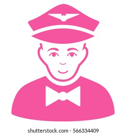 Airline Steward vector icon. Flat pink symbol. Pictogram is isolated on a white background. Designed for web and software interfaces.