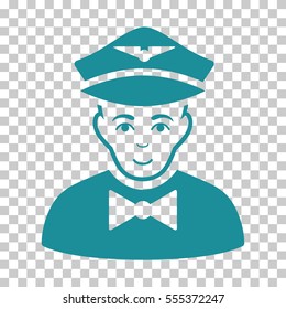 Airline Steward vector icon. Illustration style is flat iconic soft blue symbol on a chess transparent background.