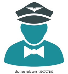 Airline Steward vector icon. Style is flat bicolor soft blue symbol, rounded angles, white background.