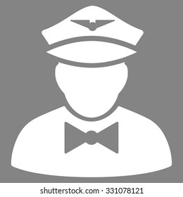 Airline Steward vector icon. Style is flat white symbol, rounded angles, gray background.