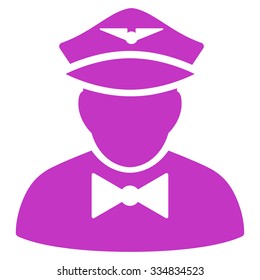 Airline Steward vector icon. Style is flat violet symbol, rounded angles, white background.
