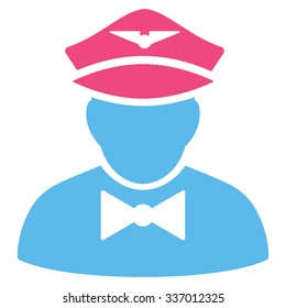 Airline Steward vector icon. Style is flat bicolor pink and blue symbol, rounded angles, white background.
