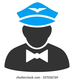Airline Steward vector icon. Style is flat bicolor blue and gray symbol, rounded angles, white background.
