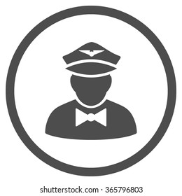 Airline Steward vector icon. Style is flat circled symbol, gray color, rounded angles, white background.