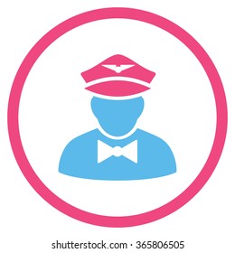 Airline Steward vector icon. Style is bicolor flat circled symbol, pink and blue colors, rounded angles, white background.