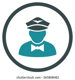 Airline Steward vector icon. Style is bicolor flat circled symbol, soft blue colors, rounded angles, white background.