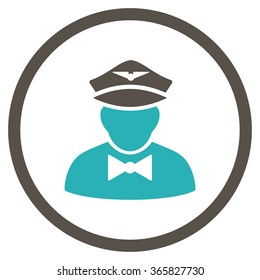 Airline Steward vector icon. Style is bicolor flat circled symbol, grey and cyan colors, rounded angles, white background.