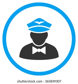 Airline Steward vector icon. Style is bicolor flat circled symbol, blue and gray colors, rounded angles, white background.
