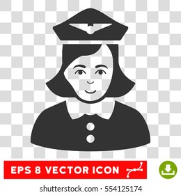 Airline Stewardess EPS vector icon. Illustration style is flat iconic gray symbol on chess transparent background.