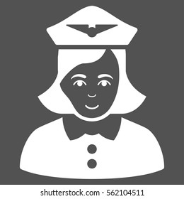 Airline Stewardess vector icon. Flat white symbol. Pictogram is isolated on a gray background. Designed for web and software interfaces.