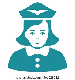 Airline Stewardess vector icon. Flat soft blue symbol. Pictogram is isolated on a white background. Designed for web and software interfaces.