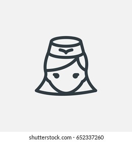 Airline Stewardess vector icon. Flat blue symbol. Pictogram is isolated on a white background. Designed for web and software interfaces.