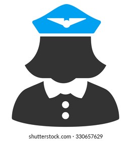 Airline Stewardess vector icon. Style is flat symbol, rounded angles, white background.