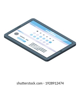 Icono de tableta aérea. Isometric, icono vectorial de tableta aérea para diseño web aislado en fondo blanco