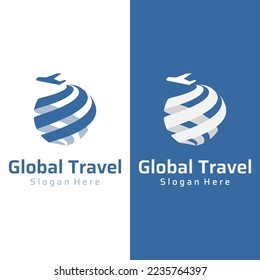 Logo-Vorlage für Airline-Tickets, Urlaub, Reisen im Sommer einzeln auf hintergrund.Logo für Business, Marke, Agentur und Reisen.