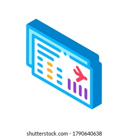 Airline Ticket Boarding Pass Icon Vector. Isometric Flight And Seat Number On Ticket Concept Linear Pictogram. Air Transport Aircraft sign. color isolated symbol illustration
