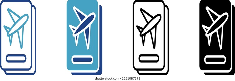 Ícone do bilhete de avião ou do cartão de embarque para mostrar os detalhes da reserva, o status do bilhete eletrônico ou do voo Diretamente relacionado com o setor da aviação, as companhias aéreas e a atividade de viajar de avião