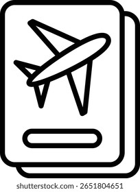 Ícone do bilhete de avião ou do cartão de embarque para mostrar os detalhes da reserva, o status do bilhete eletrônico ou do voo Diretamente relacionado com o setor da aviação, as companhias aéreas e a atividade de viajar de avião